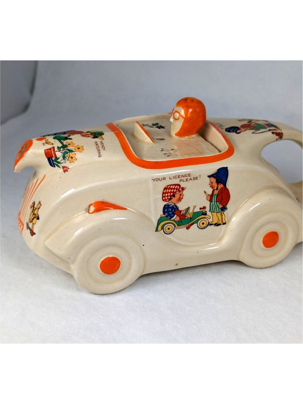 1930s Sadler Racing Car Teapot Mabel Lucie Attwell Art Deco OKT42